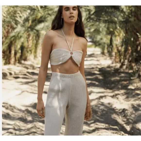 Savannah Morrow Summer Top in Cream Bandeau Crop Top NWT Large - Picture 3 of 12